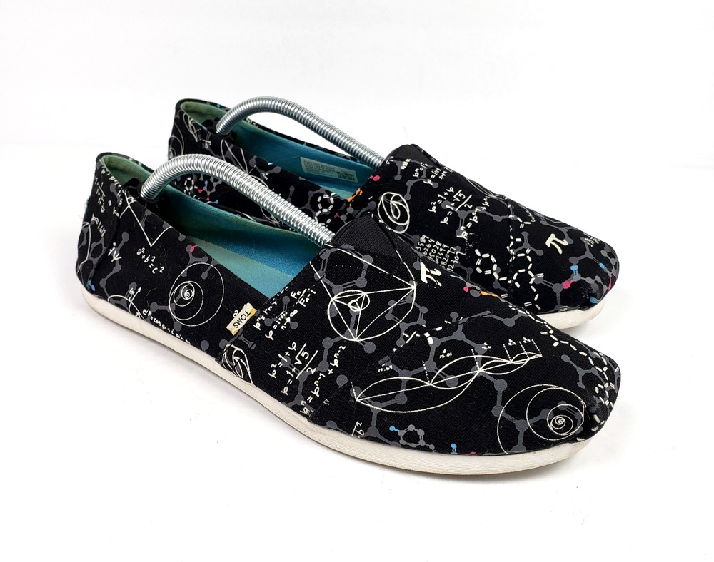 Toms Alpargata Math Science Womens Size 9.5 Black Slip On Loafer Shoes 10016040